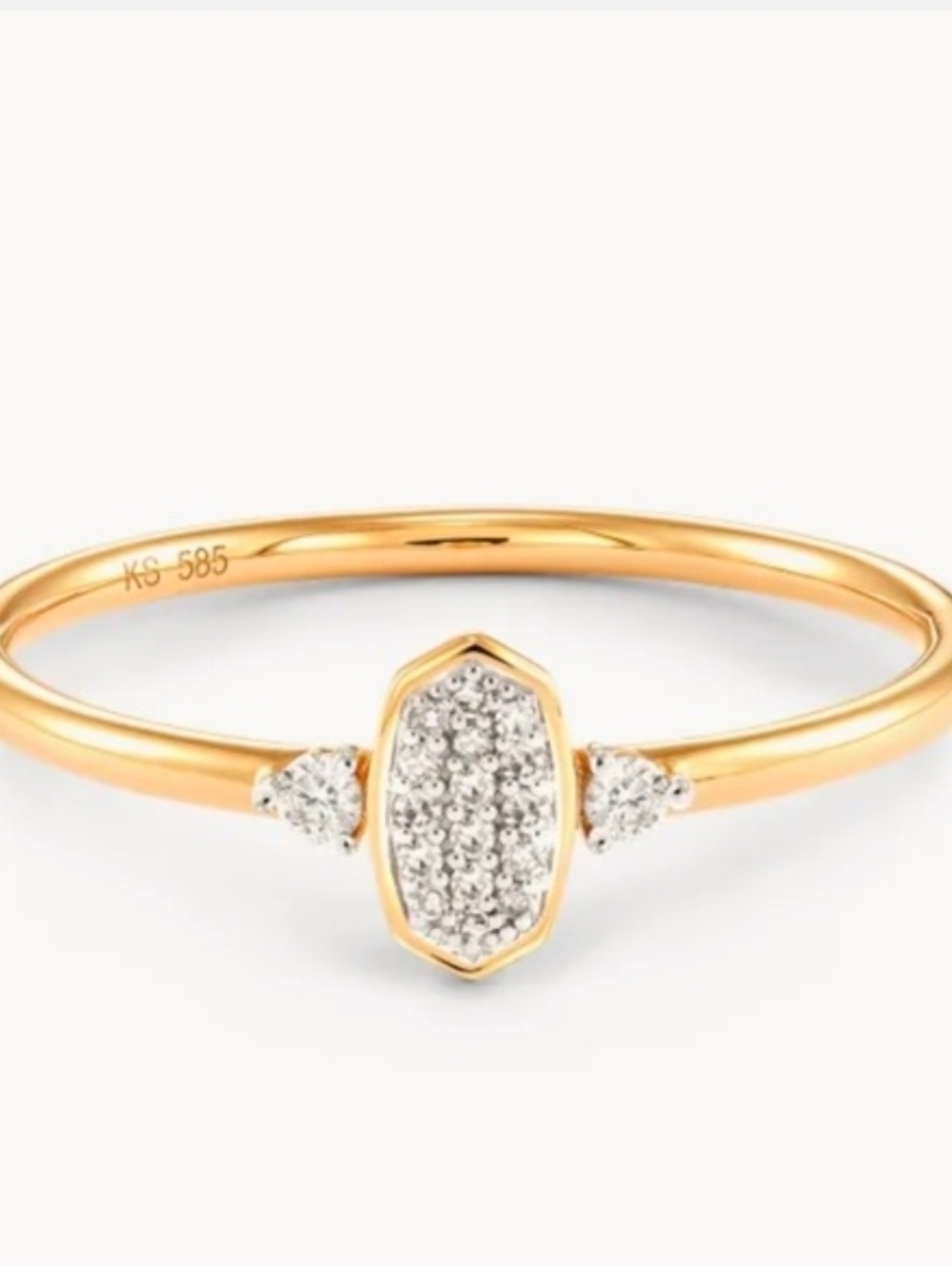 Kendra Scott Size 7 Marisa Yellow Gold Ring In White Diamond